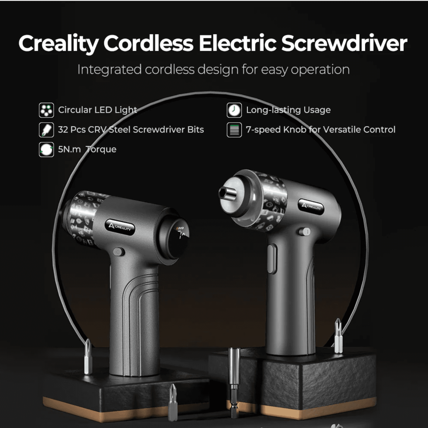 Destornillador Eléctrico Inalámbrico Creality con Luz LED vista 3